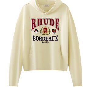 Rhude Beige Bordeaux Grand Vin Graphic Print Hoodie
